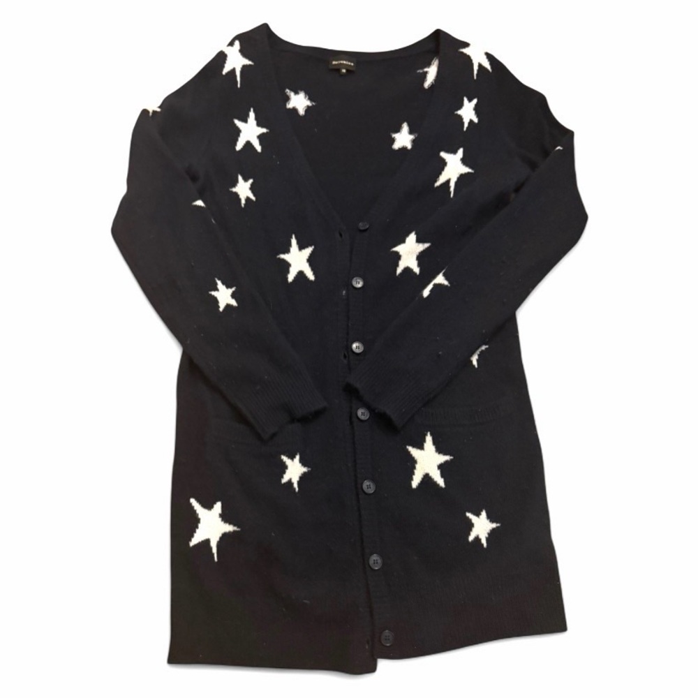 Women's Navy Star Long Cashmere Cardigan